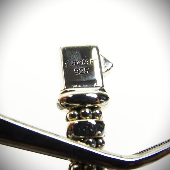 LAGOS Caviar Sterling Silver Ceramic Blue Stations Bangle Bracelet - Picture 9 of 12